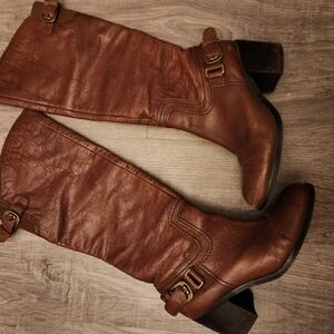 Brown Leather Knee-High Boots